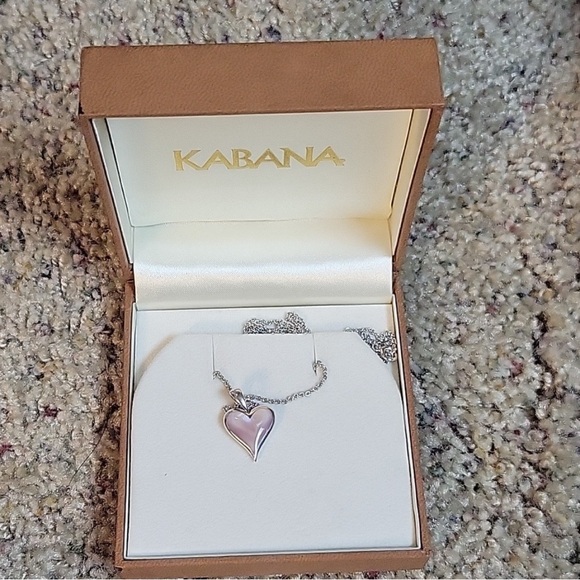 Kabana Mother of Pearl Heart Seterling Silver Necklace - Picture 1 of 6